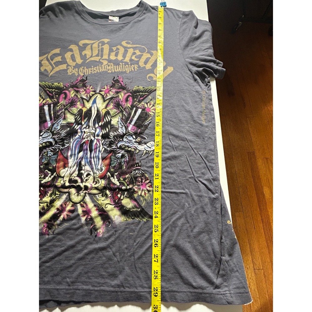 Ed Hardy Christian Audigier Men's Graphic Shirt Dark Grey XXL Death Angel Lover - Picture 7 of 10